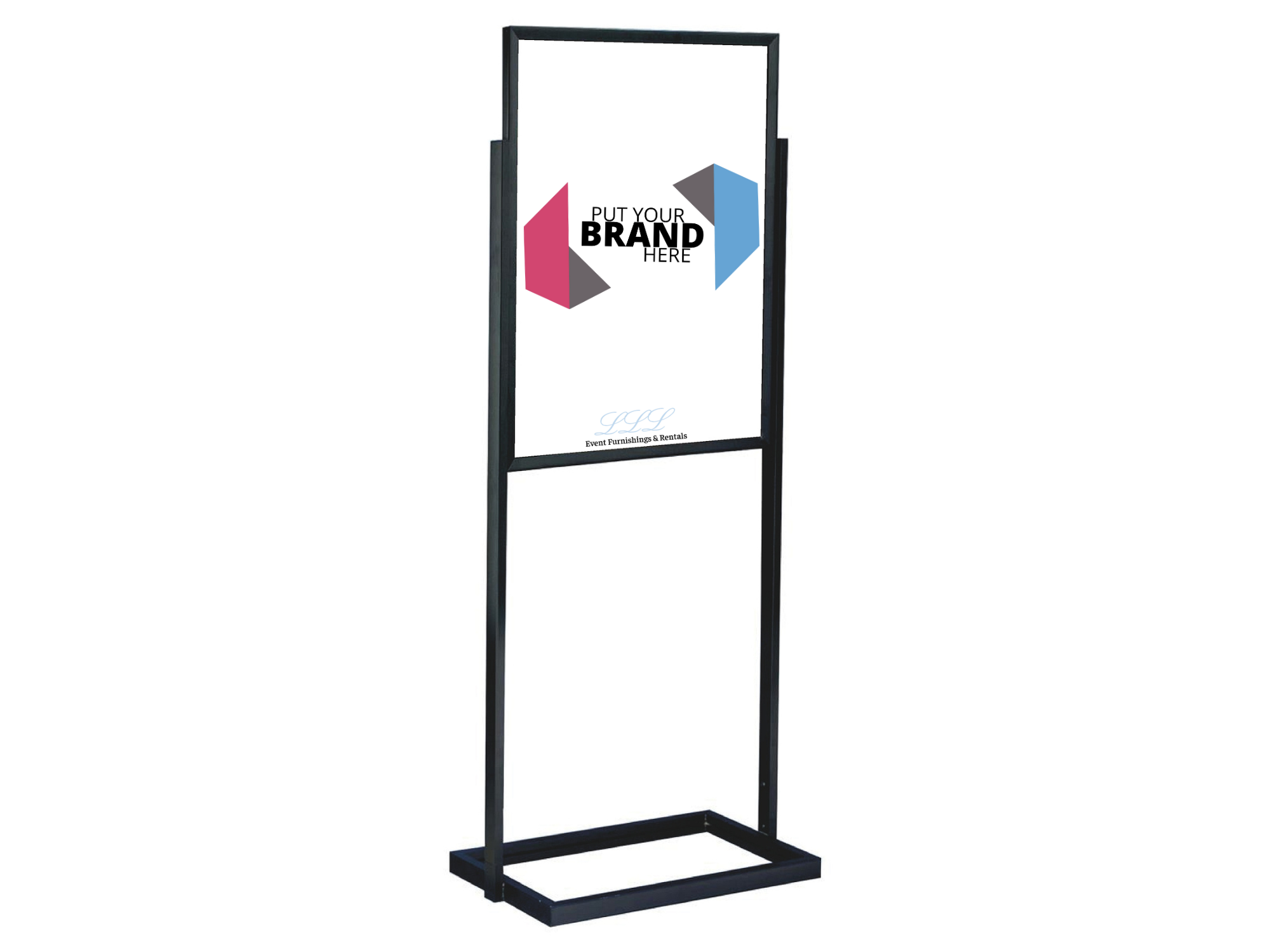 BRANDABLE DOUBLE-SIDED SIGN WITH RECTANGLE BASE