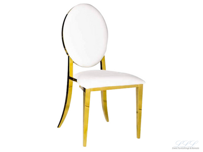 BELLAGIO CHAIR - GOLD W/ IVORY LEATHER CUSHIONS