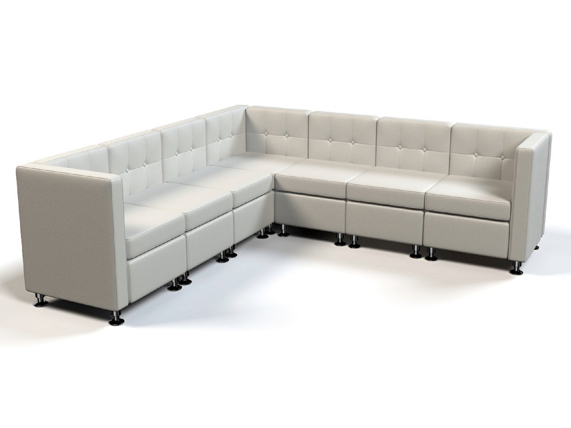 CLUB 7PC "L" SHAPED SECTIONAL - WHITE